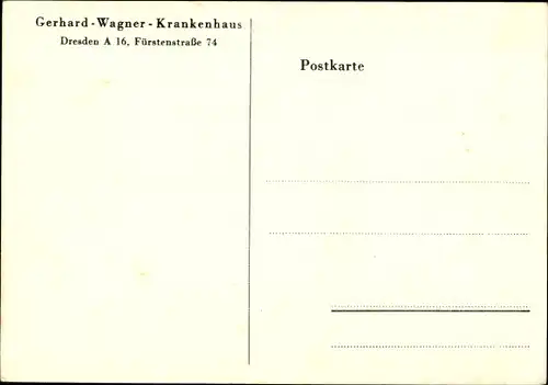 Ak Dresden Altstadt, Gerhard Wagner Krankenhaus, Fürstenstraße 74, Gartenanlagen