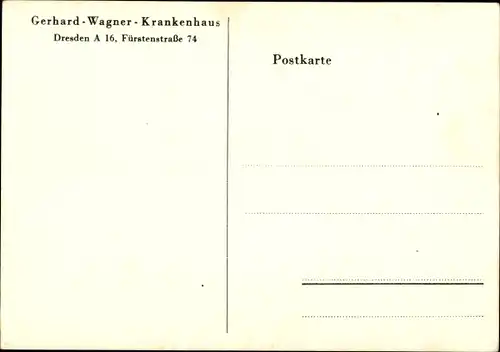 Ak Dresden Altstadt, Gerhard Wagner Krankenhaus, Fürstenstraße 74