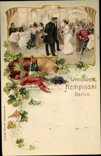 Litho Berlin Mitte, Weinstuben Kempinski, Innenansicht, Hummer, Weintrauben