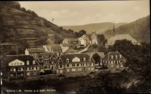 Ak Altena in Westfalen, Teilansicht, Kath. Kirche