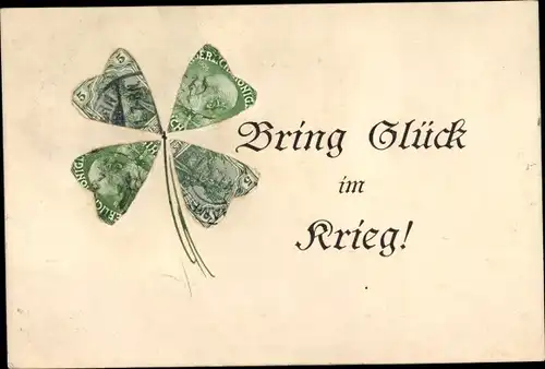 Briefmarken Ak Bring Glück im Krieg, Kleeblatt, I. WK