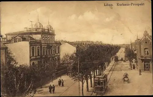 Ak Liepaja Libau Lettland, Kurhaus Prospekt, Straßenbahn