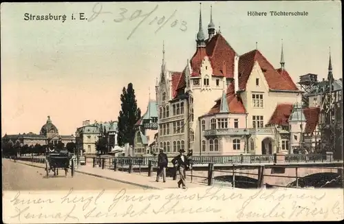 Ak Strasbourg Straßburg Elsass Bas Rhin, Höhere Töchterschule