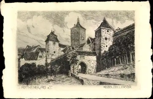 Ak Rothenburg ob der Tauber Mittelfranken, Kobolzellertor