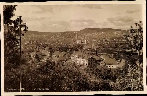 Ak Stuttgart in Württemberg, Blick vom Eugensbrunnen