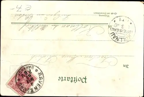 Litho Dornröschen, Prinz, Bett, Blumen, Märchen