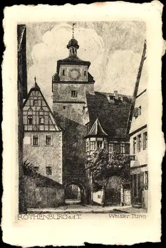 Ak Rothenburg ob der Tauber Mittelfranken, Weißer Turm