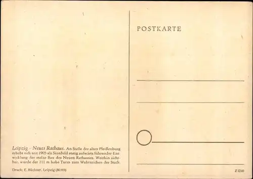 Künstler Ak Preiß, Dorette, Leipzig in Sachsen, Ansicht vom neuen Rathaus