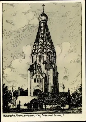 Künstler Ak Preiß, Dorette, Leipzig in Sachsen, Russische Kirche