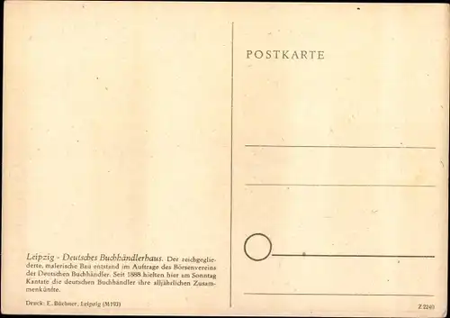 Künstler Ak Preiß, Dorette, Leipzig in Sachsen, Ansicht vom Buchhändlerhaus