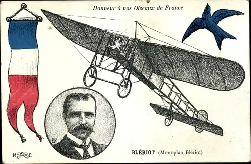 Künstler Ak Flugzeug, Bleriot, Monoplan Bleriot