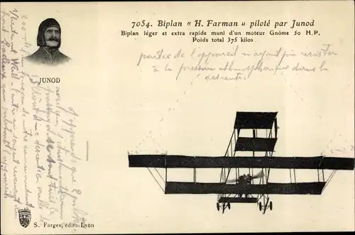 Ak Flugzeug, Biplan H. Farman pilote par Junod