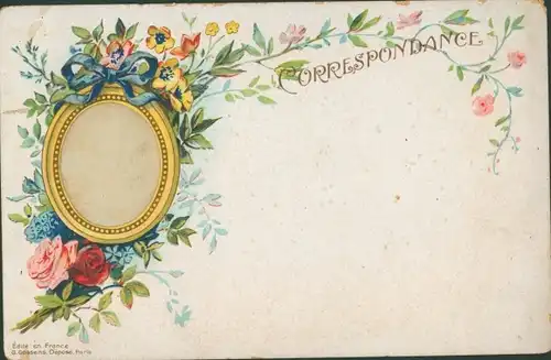 Ak Correspondance, Rosen, Vergissmeinnicht, Blumen, Kitsch