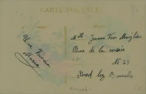 Zelluloid Ak Vogel, Blumen, Kitsch