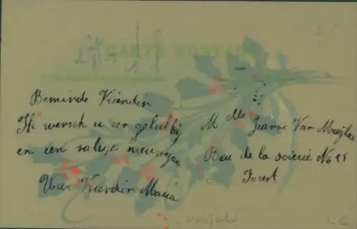 Zelluloid Ak Glückwunsch Neujahr, Schleife, Stechpalme