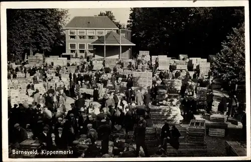 Ak Barneveld Gelderland, Kippenmarkt, Händler