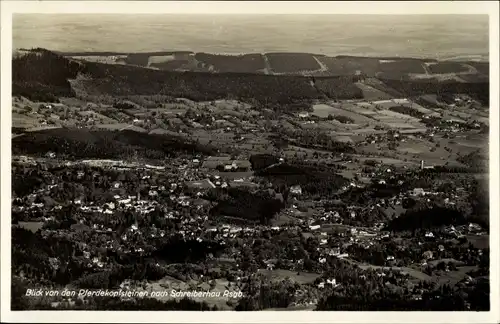 Ak Szklarska Poręba Schreiberhau Riesengebirge Schlesien, Blick von den Pferdekopfsteinen