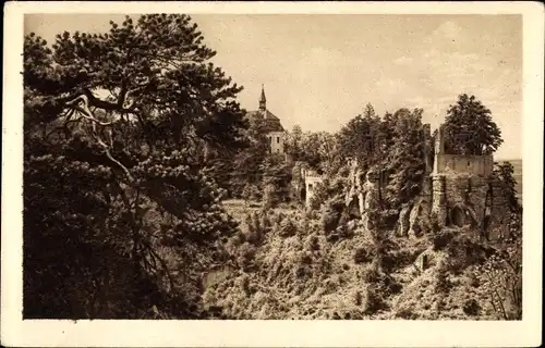 Ak Turnov Turnau Region Königgrätz, Burg Valdštejn, Waldstein, Burg, Felsen