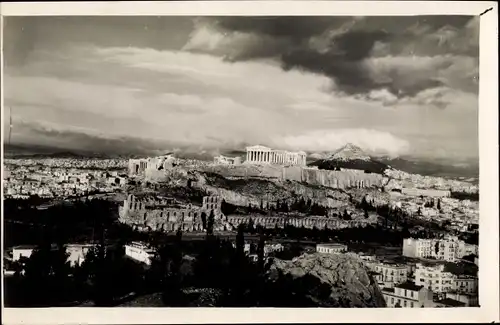 Ak Athen Griechenland, Blick auf Stadt und Akropolis