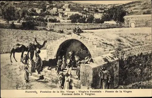 Ak Nazaret Nazareth Israel, Fontaine de la Ste. Vierge, Brunnen