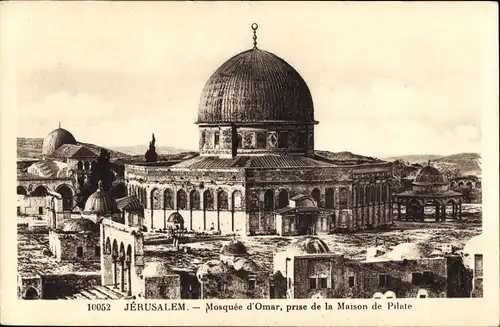 Ak Jerusalem Israel, Mosquee d'Omar, prise de la Maison Pilate