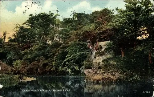 Ak Llandrindod Wells Wales, Lovers' Leap, Fluss, Felsen