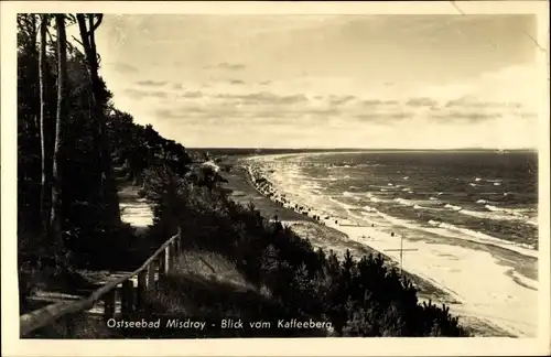 Ak Międzyzdroje Misdroy Pommern, Blick vom Kaffeeberg, Strandpartie
