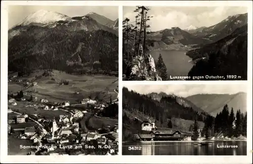 Ak Lunz am See Niederösterreich, Lunzersee, Panorama des Ortes