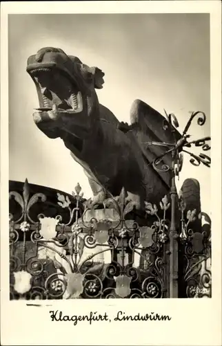 Ak Klagenfurt am Wörthersee Kärnten, Lindwurm, Skulptur