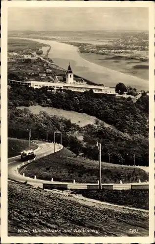 Ak Wien 19 Döbling Österreich, Kahlenberg, Höhenstraße, Panorama, Fluss