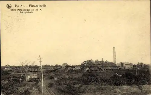 Ak Lubumbashi Elisabethville DR Kongo Zaire, Usine Metallurgique de I'U. M., Vue generale