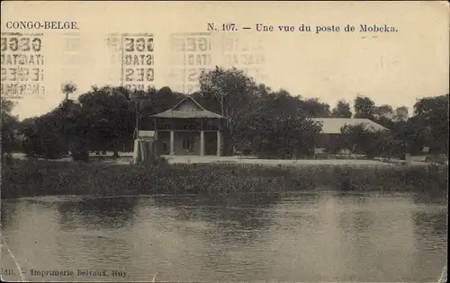 Ak Boma Congo Belge DR Kongo Zaire, Une vue du poste de Mobeka, Fluss