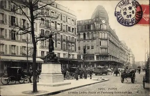 Ak Paris XI, Avenue Ledru Rollin et Faubourg Saint Antoine