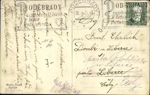 Ak Jičín Jitschin Reg. Königgrätz, Namesti, Marktplatz, Turmuhr