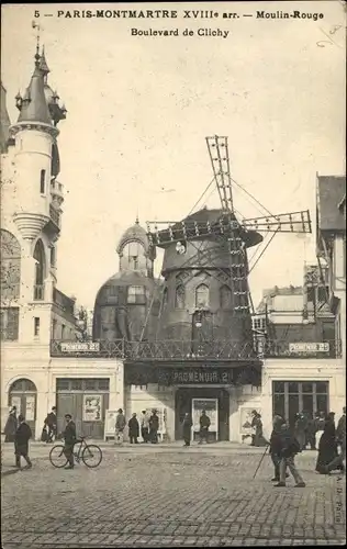 Ak Paris XVIII Montmartre, Le Moulin Rouge, Boulevard de Clichy