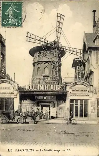 Ak Paris XVIII Montmartre, Le Moulin Rouge, Kutsche