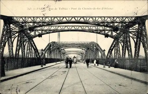 Ak Paris XIII., Le Pont de Tolbiac, Pont du Chemin de fer d'Orleans