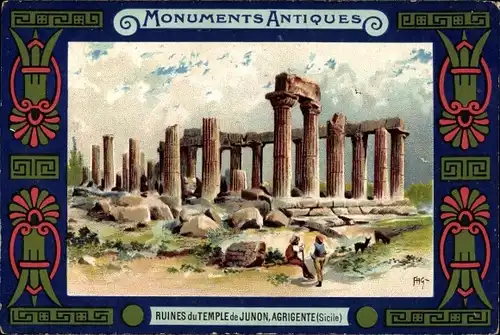 Ak Girgenti Agrigent Sicilia, Ruines du Temple de Junon, Monuments Antiques