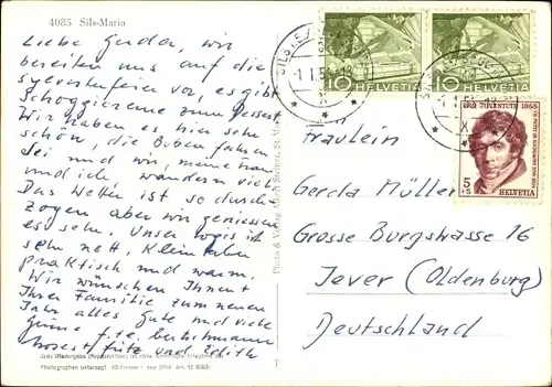 Ak Sils Maria Sils im Engadin Kt. Graubünden, Panorama, Winteransicht