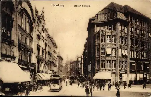 Ak Hamburg Mitte Altstadt, Großer Burstah, Einkaufsstraße, Straßenbahn