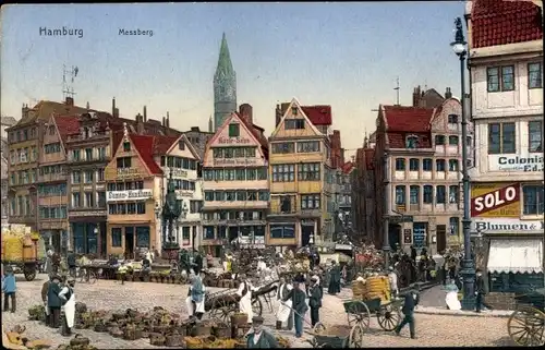 Ak Hamburg Mitte Altstadt, Messberg, Marktplatz, Händler
