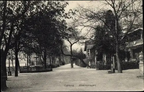 Ak Koblenz in Rheinland Pfalz, Rheinanlagen, Brunnen
