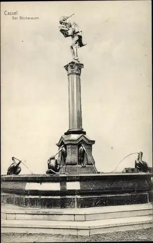 Ak Kassel in Hessen, Der Bücherwurm, Brunnen