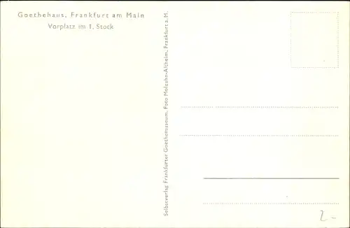 Ak Frankfurt am Main, Goethehaus, Vorplatz im 1. Stock, Treppenaufgang