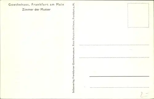 Ak Frankfurt am Main, Goethehaus, Zimmer der Mutter