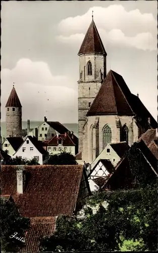 Ak Gunzenhausen im Fränkischen Seenland, Protestantische Kirche und Färberturm