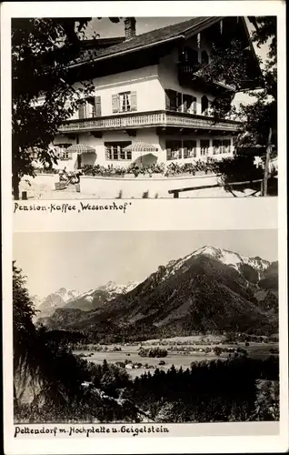 Foto Ak Pettendorf Marquartstein Oberbayern, Pension-Kaffee Wessnerhof, Hochplateau u. Geigelstein