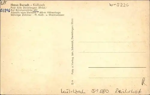 Ak Kühlbach Reichshof in Nordrhein Westfalen, Haus Bursch, Innen und Außen