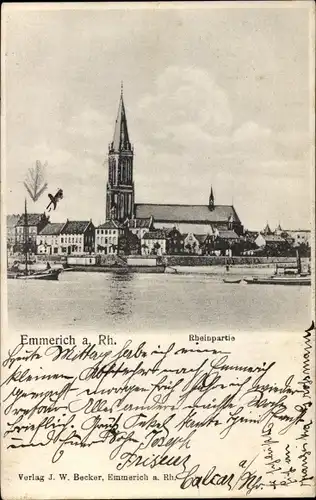Ak Emmerich am Niederrhein, Rheinpartie, Kirche