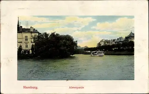 Ak Hamburg Mitte , Alsterpartie, Schiff